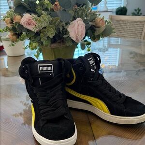 Puma Black and Yellow High-Top Sneakers